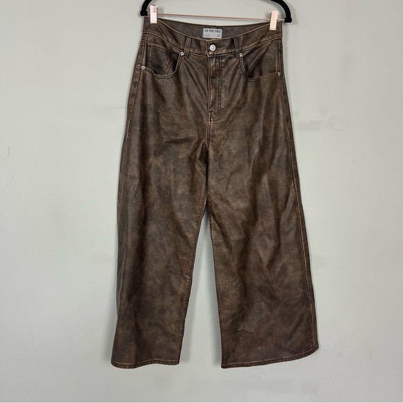 FREE PEOPLE WE THE FREE MISHA VEGAN PANTS FAUX LEATHER SIZE 30 IN BROWN - Picture 8 of 16